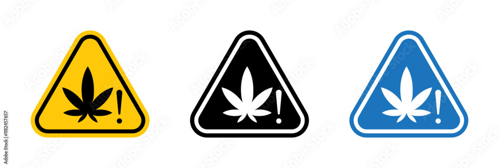 Cannabis packaging warning signs vector set for UI designs Cannabis packaging warning signs vector set for UI designs