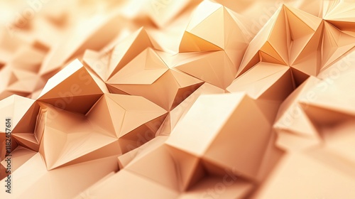 Abstract Low Poly 3D Golden Brown Geometric Background photo