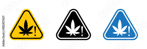 Cannabis packaging warning signs vector set for UI designs