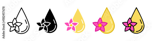 Essentials oil drop icons vector set for UI designs