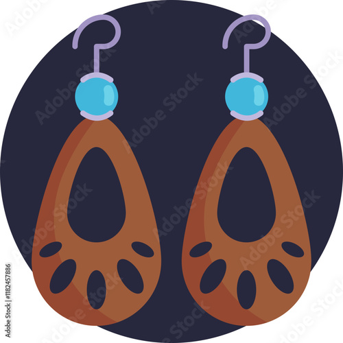 A pair of statement earrings with intricate patterns, earthy tones, and a laid-back, artistic flair.