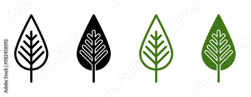 Tobacco leaves icons vector set for UI designs