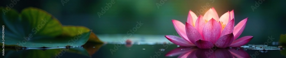 Luminous lotus flower blooming in a serene pond, serene water, peaceful, blooming flowers Luminous lotus flower blooming in a serene pond, serene water, peaceful, blooming flowers