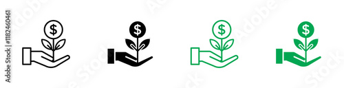 Money tree icons vector set for UI designs