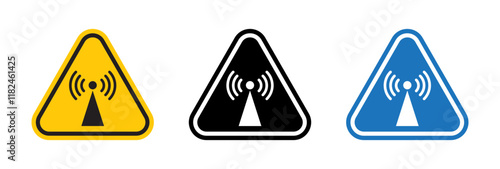 Non ionizing radiation hazard signs vector set for UI designs