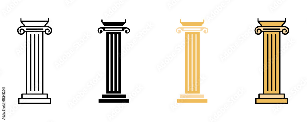 Pillar icons vector set for UI designs Pillar icons vector set for UI designs