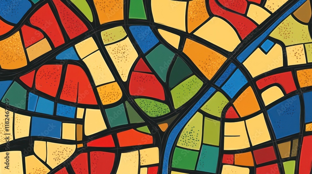 Abstract colorful city map illustration. (4) Abstract colorful city map illustration. (4)
