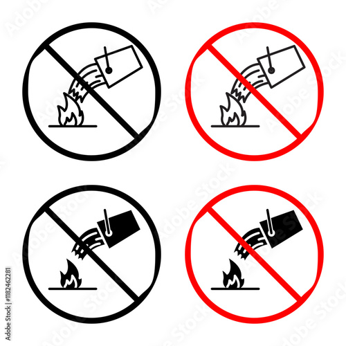 Do not extinguish with water sign vector vector set for UI designs