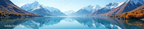 Wallpaper Mural Serene lagoon nestled among snow-capped mountains, stillness, natural scenery Torontodigital.ca