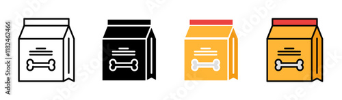 Dog food icons collection in black and blue colors