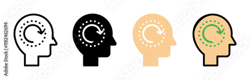 Memory recall icons vector set for UI designs