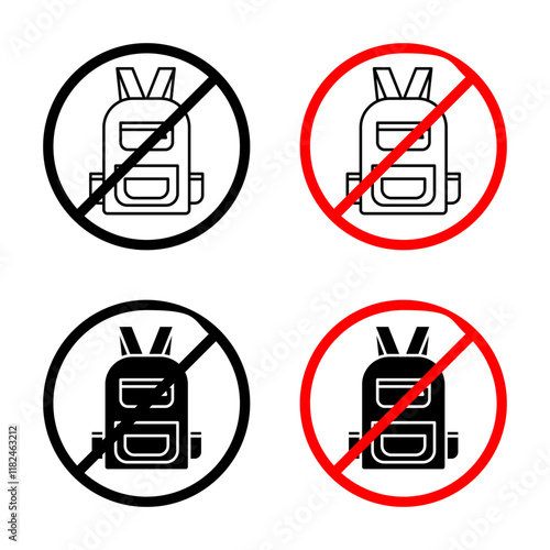 No backpacks allowed sign vector vector set for UI designs