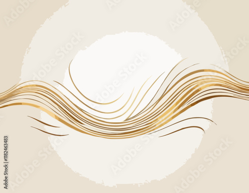 Abstract Gold Wave Design Element. Glowing Smooth Wavy Line