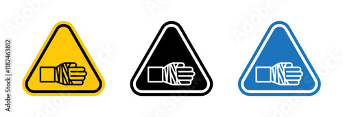 Chemical burns hazard signs vector set for UI designs