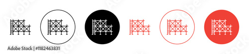Scaffolding Icons vectors. black solid and liner versions