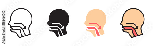 Swallowing reflex icons vector set for UI designs