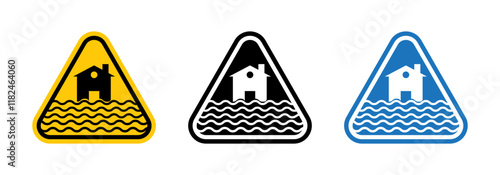 Flood disaster signs vector set for UI designs