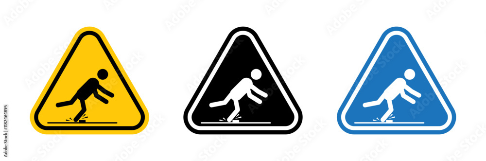 Tripping hazard warning signs vector set for UI designs Tripping hazard warning signs vector set for UI designs