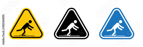 Tripping hazard warning signs vector set for UI designs