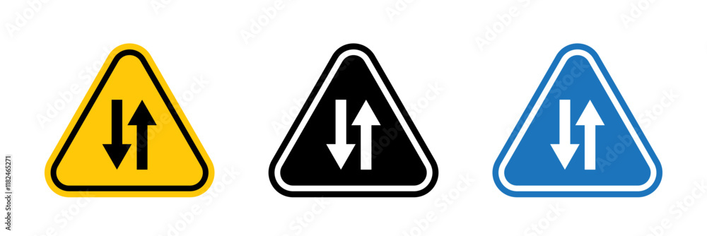 Two way traffic signs vector set for UI designs Two way traffic signs vector set for UI designs