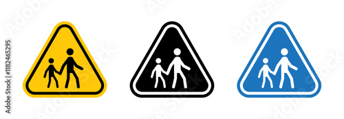 School crossing signs vector set for UI designs
