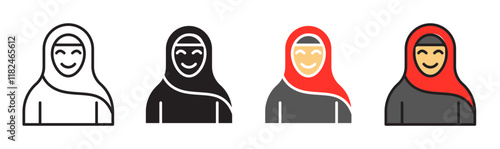 Muslim women icons vector set for UI designs