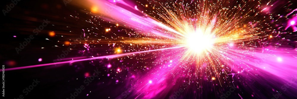 Fototapeta premium 2D animated pink and yellow fireworks