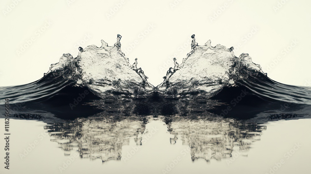 Symmetrical water splash with reflection. Symmetrical water splash with reflection.