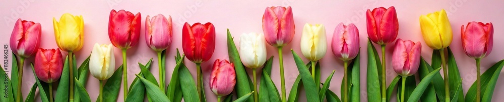 Tulip arrangement with long stems and greenery, decorative accents, flower arrangement Tulip arrangement with long stems and greenery, decorative accents, flower arrangement
