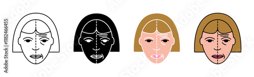 Facelifting procedure icons vector set for UI designs