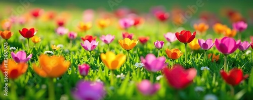 A carpet of geyhera flowers in full bloom on the grass, nature, groundcover photo