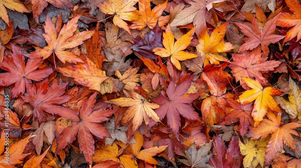 Autumn Maple Leaves Ground Cover- Vibrant Red and Orange Fall Foliage
