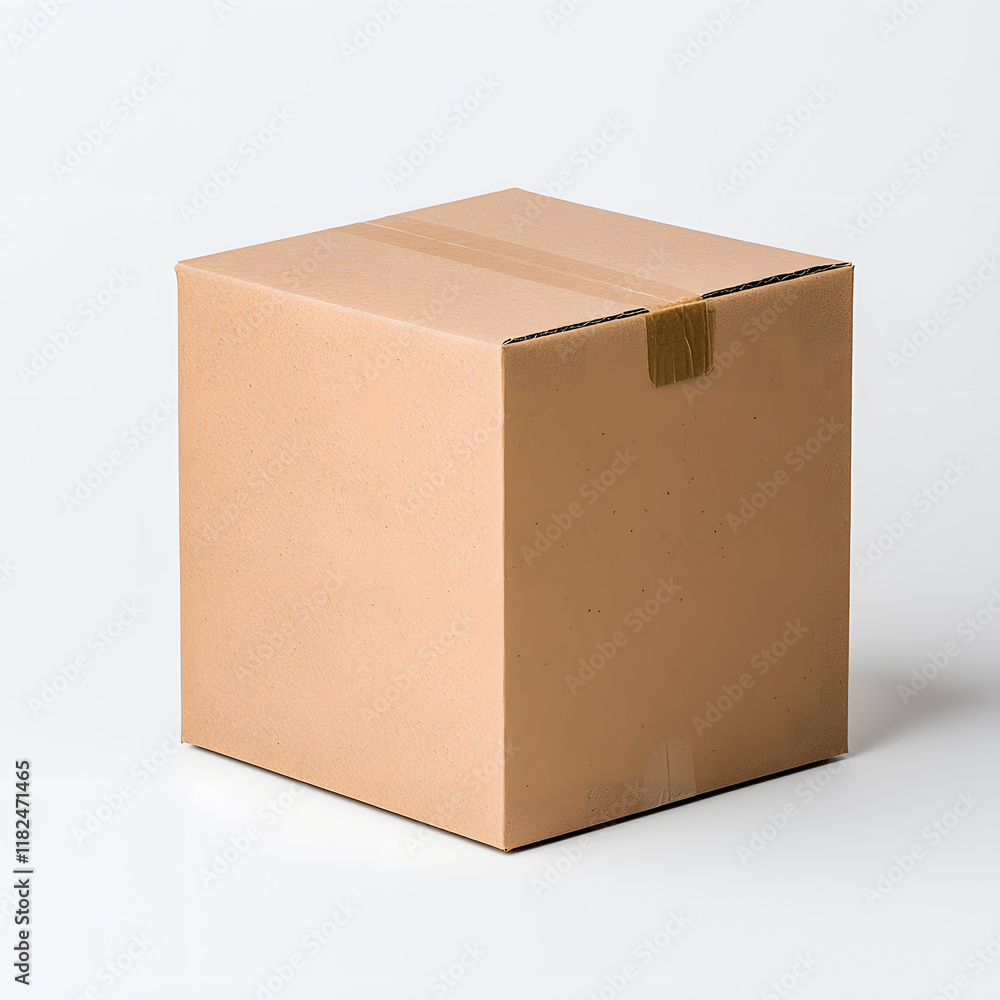 Parcel brown cardboard box pack mock up isolated on white Parcel brown cardboard box pack mock up isolated on white