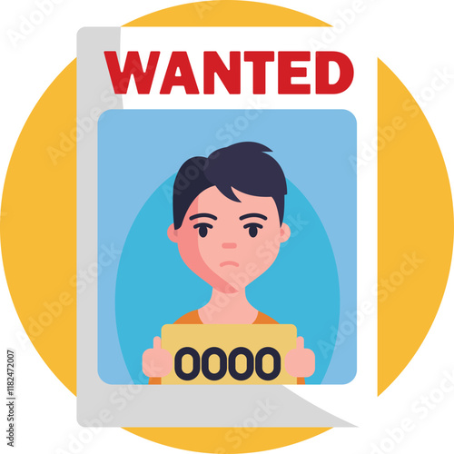 A vintage-style poster featuring a black-and-white sketch of a fugitive, with bold "WANTED" lettering at the top.