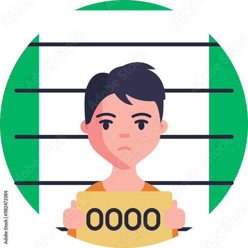 A graphic depiction of a person, with a sketchy or silhouette style, resembling a typical "wanted" criminal.