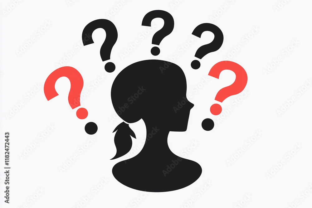 Confused person with question marks Confused person with question marks