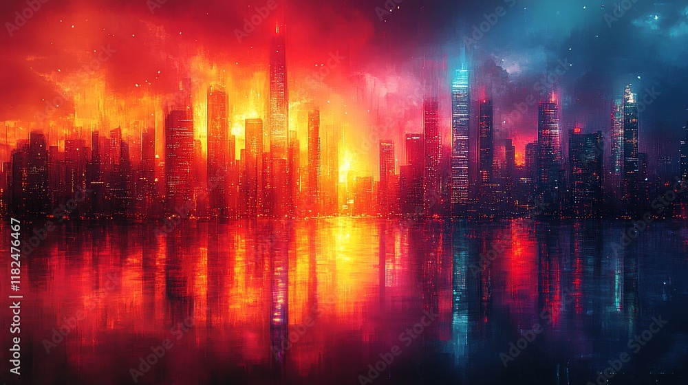 A Cityscape Divided by Fire and Ice Reflections A Cityscape Divided by Fire and Ice Reflections