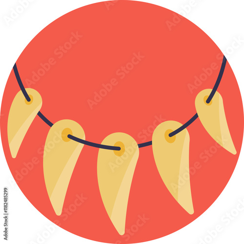 A striking necklace made of animal fangs and bones, reflecting the survival and hunting prowess of prehistoric cultures.