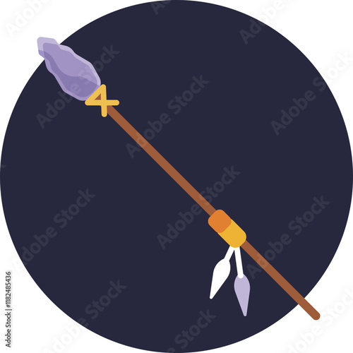 The spear represents one of the earliest weapons used by prehistoric humans, a tool for both hunting and defense.