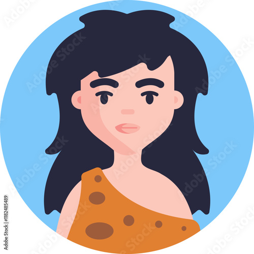 A silhouette of a woman with a simple, rounded body and a distinct, early human posture, reflecting the primitive design of prehistoric art.