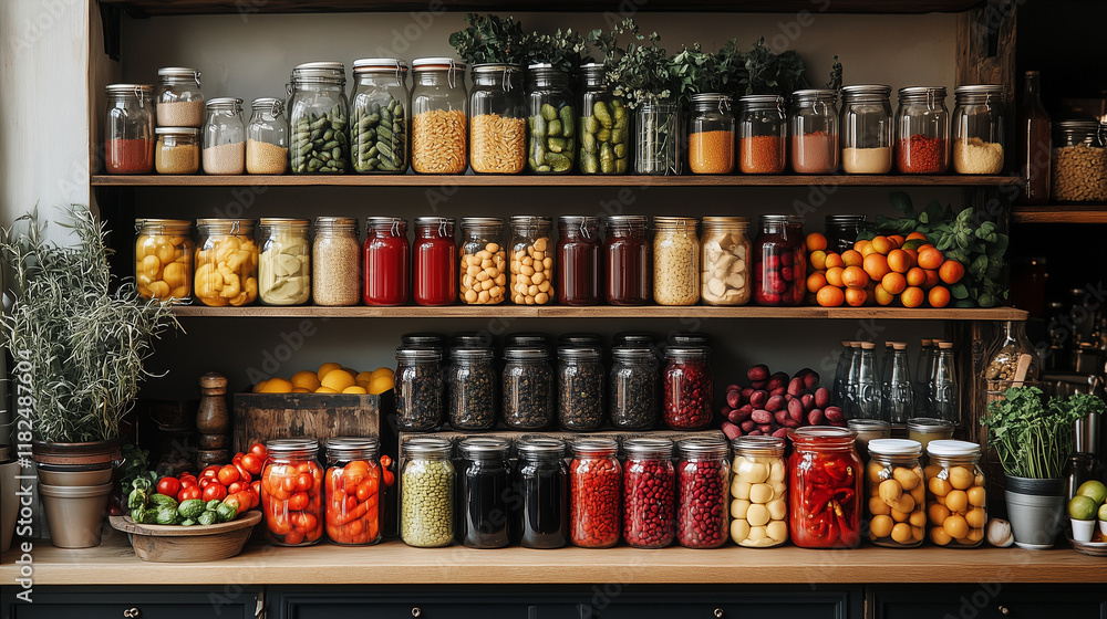 custom made wallpaper toronto digitalDisplay of Organic Foods in Elegant Glass Jars on Wooden Shelves