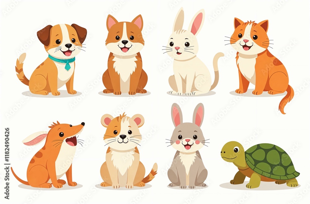 Set of drawn different animals