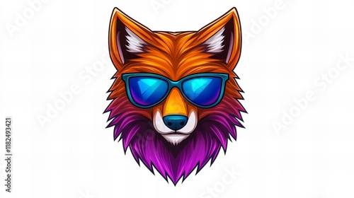 Wallpaper Mural Cool fox in sunglasses. Vibrant colors, playful design. Perfect for apparel, accessories, and more! Torontodigital.ca