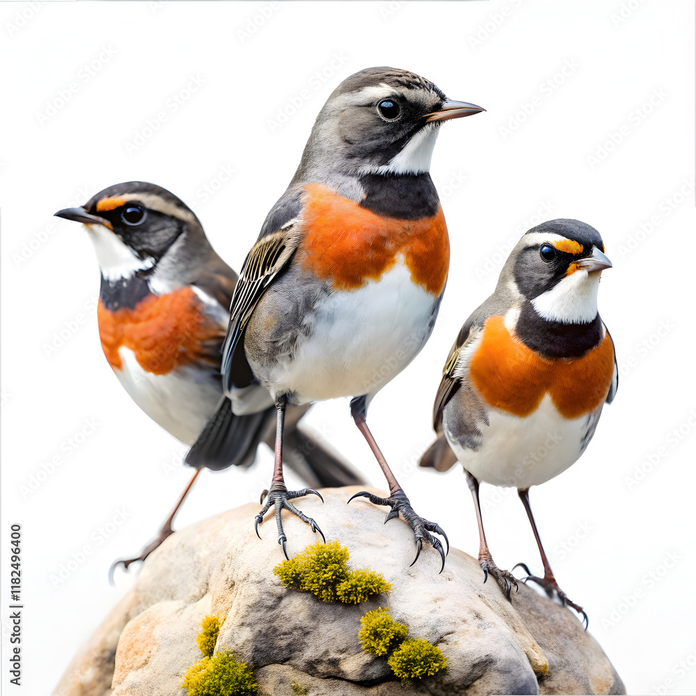 Fototapeta premium Robin on a branch on white background