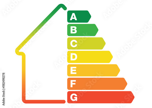 Environmental Certification Energy Classification Scale Efficiency Class Consumption with Multicolor House