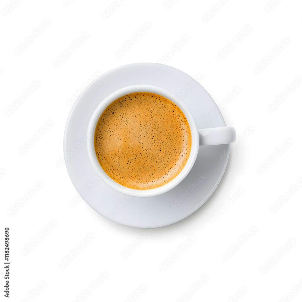Cappuccino cup isolated top view on a white background Cappuccino cup isolated top view on a white background