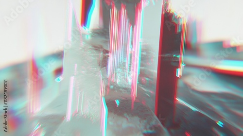 Abstract Glitch Art Background Pink Cyan Digital Texture