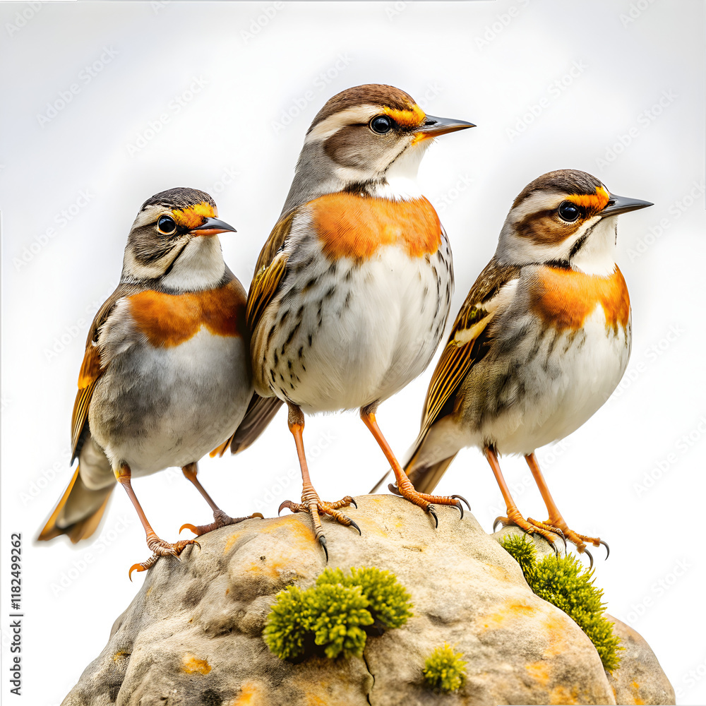 Fototapeta premium Robin on a branch on white background