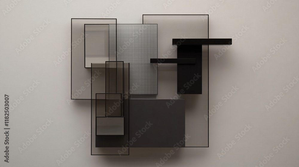Abstract Geometric Shapes Composition Brown and Black Minimalist Design Abstract Geometric Shapes Composition Brown and Black Minimalist Design