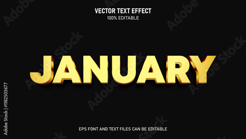 January 3d gold style editable text effect